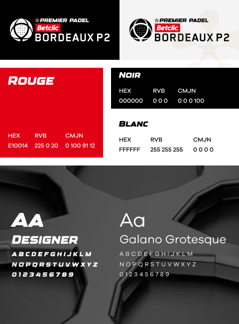 agence web definima betclic bordeaux premier padel charte graphique graphisme taille couleur typo