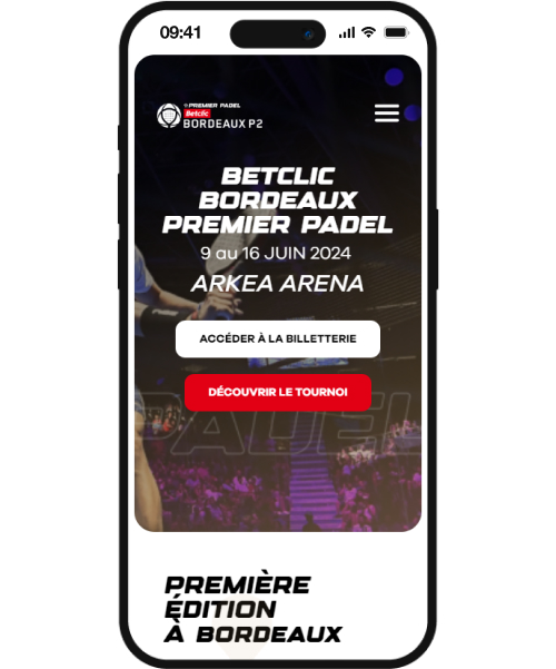 agence digitale definima betclic bordeaux premier padel site vitrine responsive ordinateur mobile