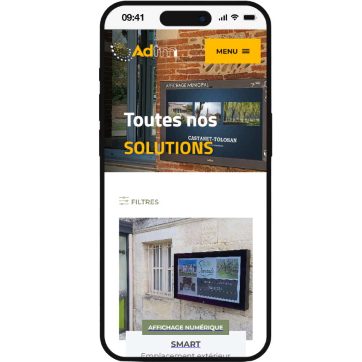site vitrine wordpress responsive ordinateur mobile ADTM affichage numérique légal obligatoire