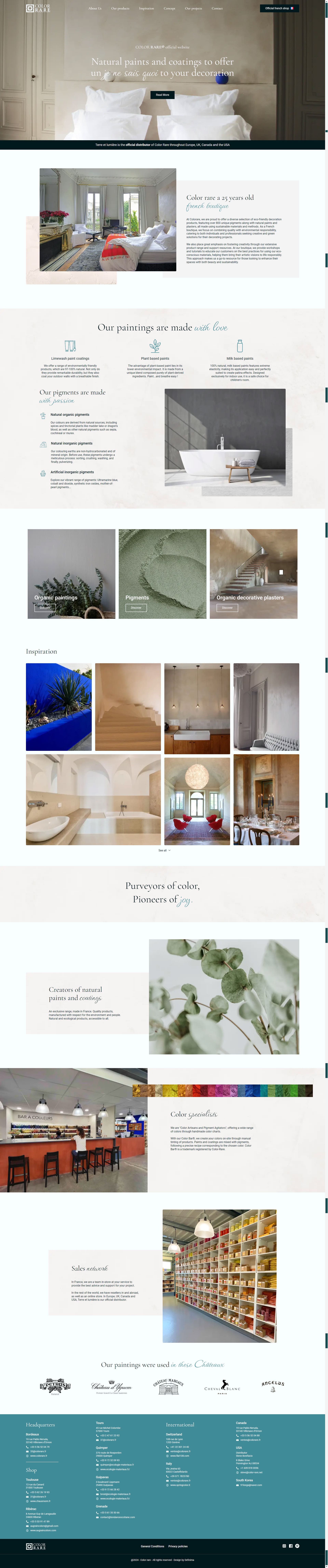 landing page one page color rare site vitrine anglais peinture enduit pigment naturels