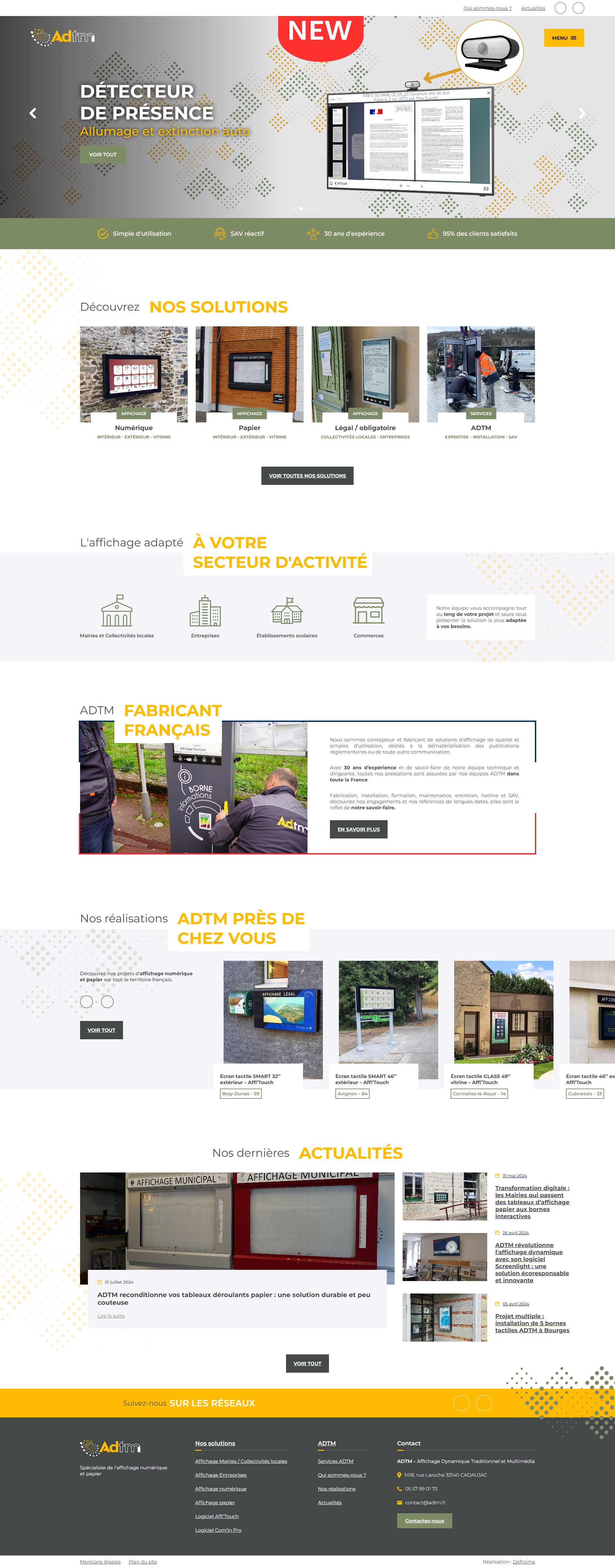 site vitrine wordpress responsive ADTM affichage numérique légal obligatoire webmarketing
