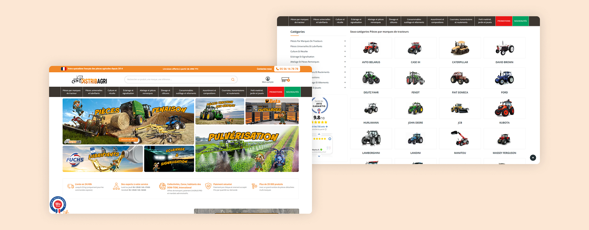 site e-commerce prestashop distribagri sur mesure agence de développement web bordeaux gironde