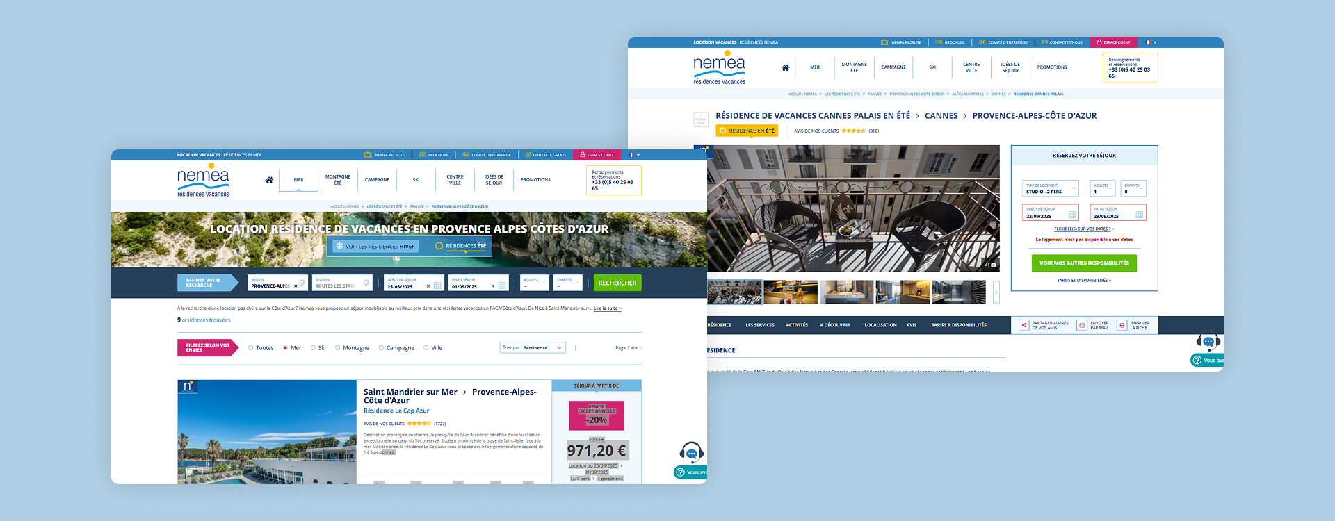 site internet location logement temps réel ergonomie ui ux néméa agence digitale bordeaux