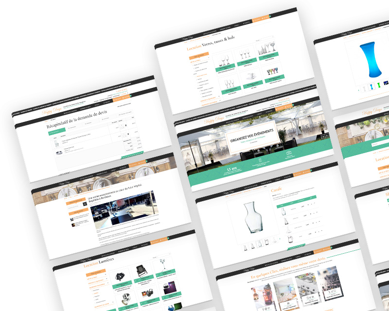 refonte site e-commerce location matériel réception bordeaux devis en ligne boutique happydays