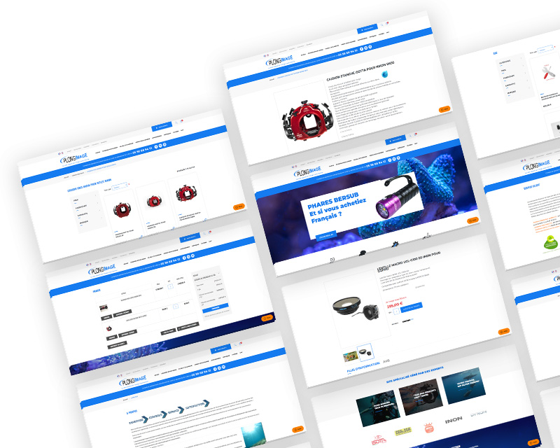refonte site e-commerce photographie sous-marine bordeaux design immersif boutique plongimage