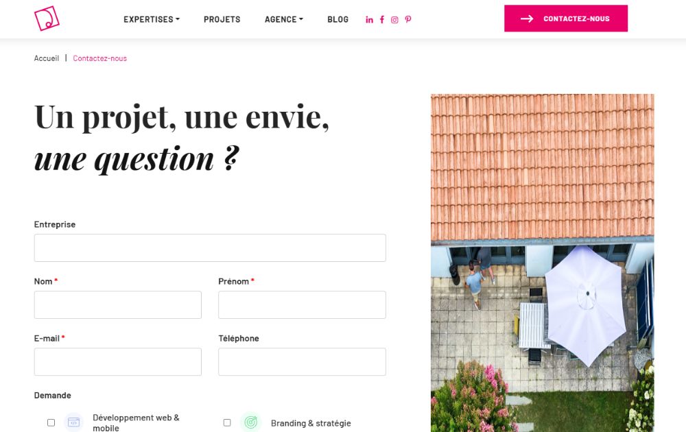page contact avec bon wording agence digitale