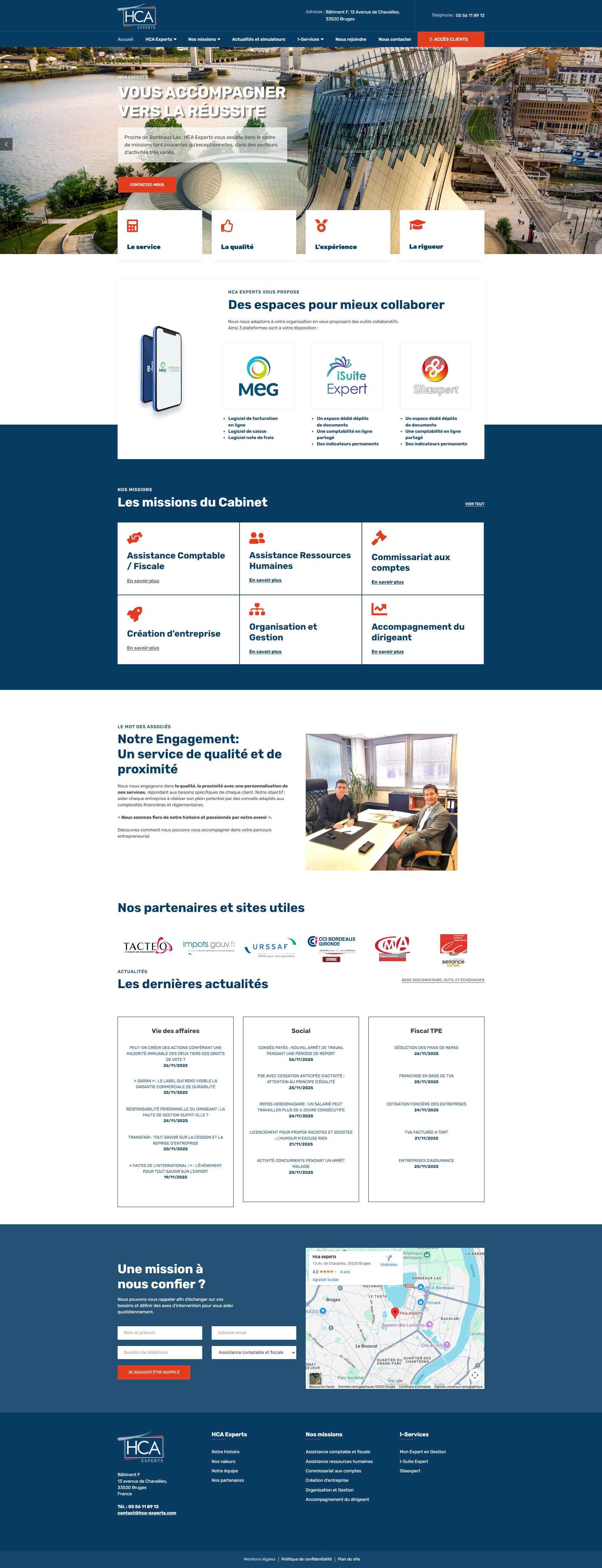 site vitrine cabinet comptable WordPress charte graphique services entreprise actualités