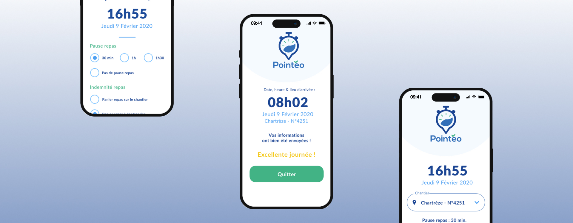 pointage mobile chantier geolocalisation export donnees gestion temps travail application mobile
