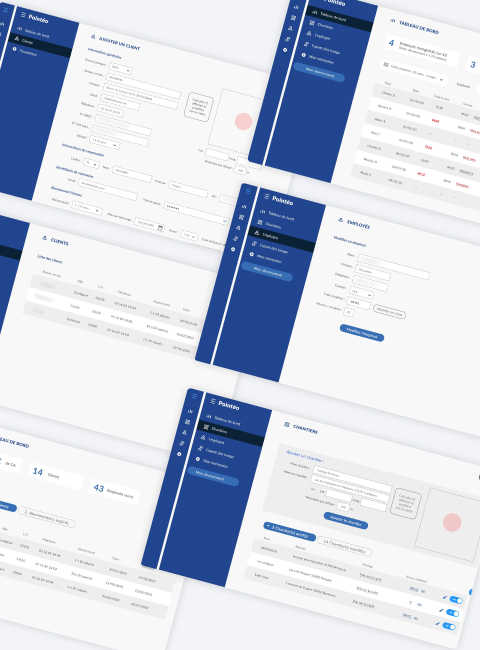 développement dashboard temps travail chantier outil metier web application mobile suivi KPI