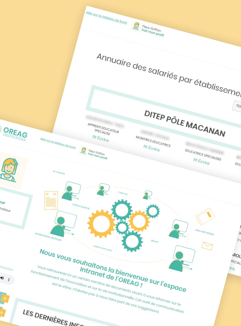 plateforme digitale association oreag contacts directs développement intranet sur mesure bordeaux