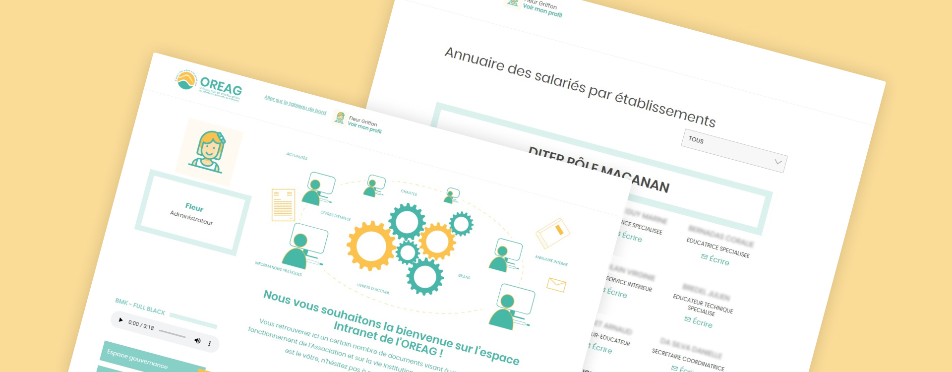 portail intranet salaries oreag partage documents annuaire interne securise agence digitale bordeau