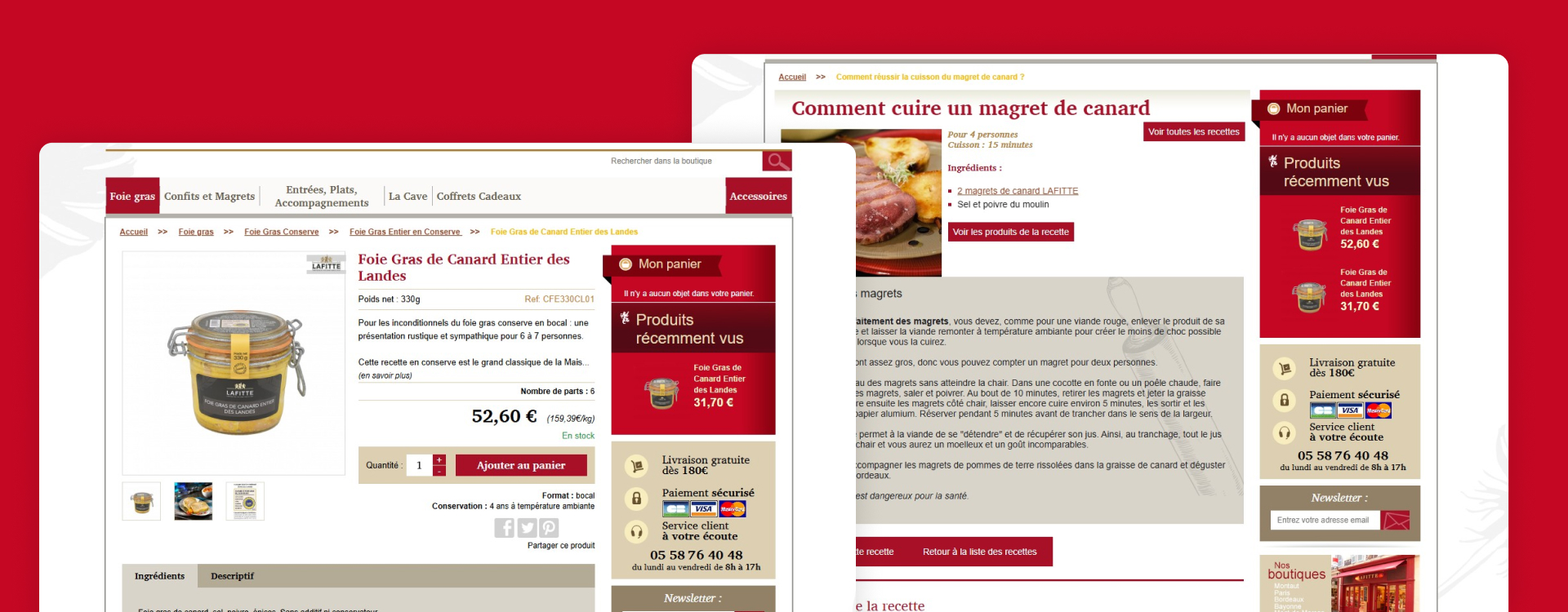 Catalogue produits gastronomiques sud ouest confits magrets vente en ligne Magento stratégie SEO