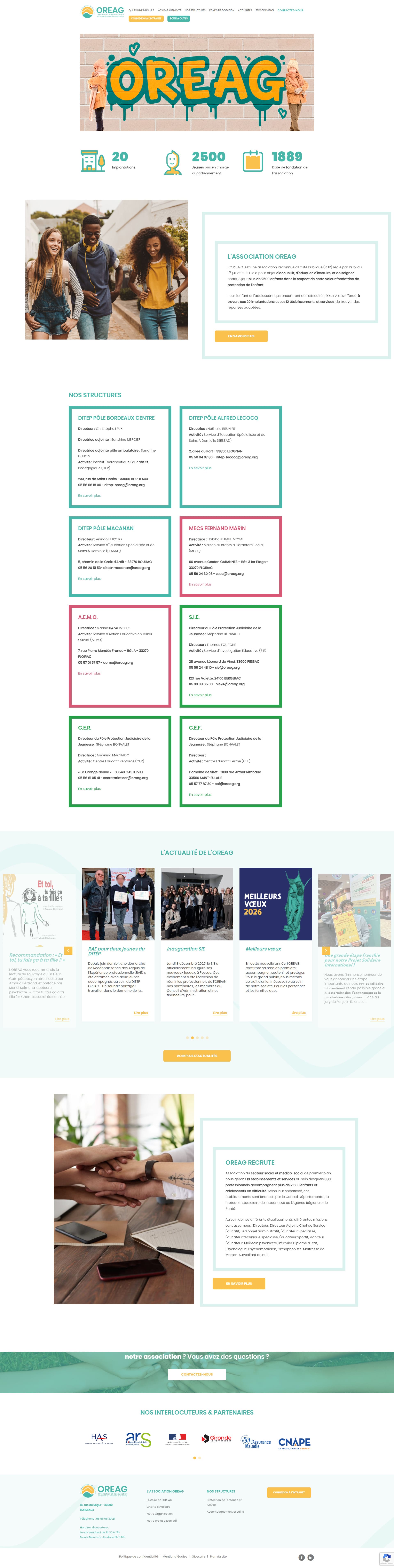 nouveau site internet association oreag protection enfance gironde agence développement web