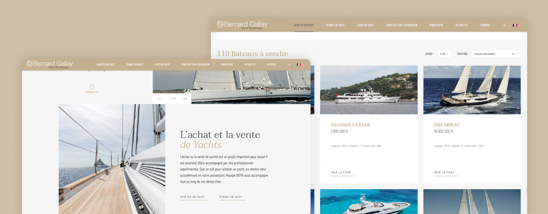 Gestion contenus CMS sur mesure services vente construction renovation yachts